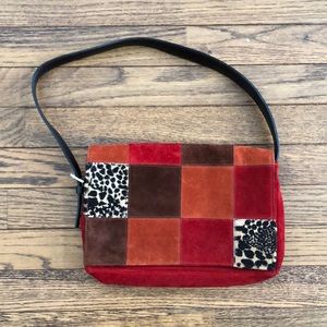 vintage Holt Renfrew suede leather animal fur shoulder purse
